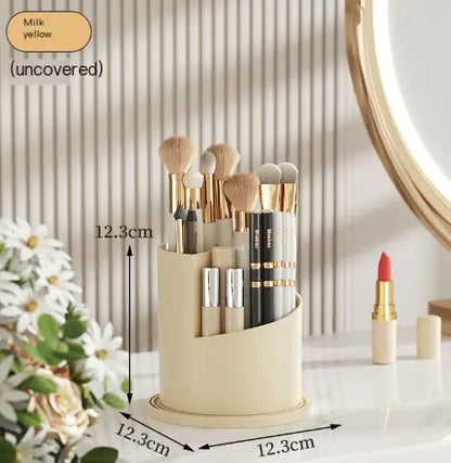 360° Rotating Makeup Brush Holder with Cover (One Piece)