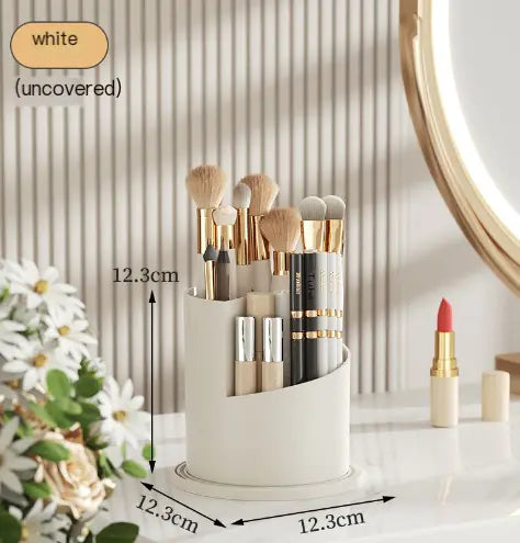 360° Rotating Makeup Brush Holder with Cover (One Piece)
