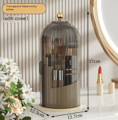 360° Rotating Makeup Brush Holder with Cover (One Piece)