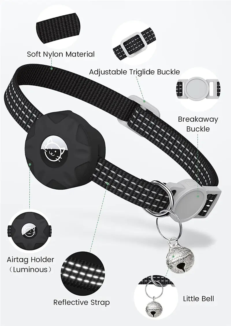 Reflective Apple AirTag Cat Collar Tracker