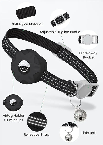 Reflective Apple AirTag Cat Collar Tracker