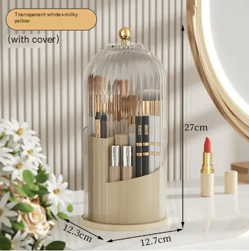 360° Rotating Makeup Brush Holder with Cover (One Piece)