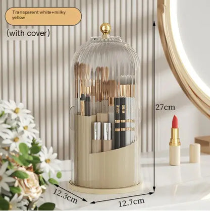 360° Rotating Makeup Brush Holder with Cover (One Piece)